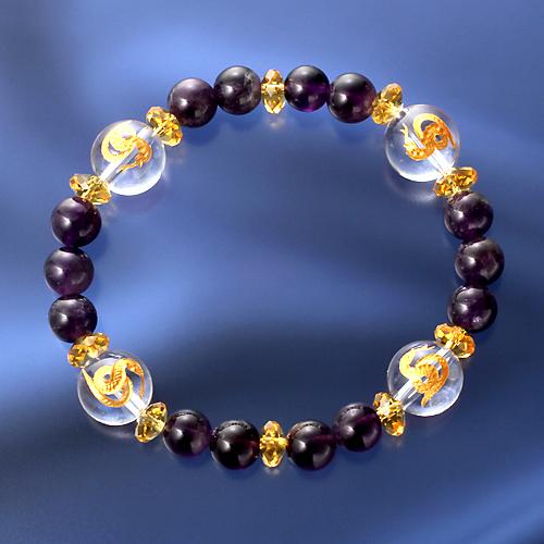 アメジスト吉兆蛇ブレス 吉兆蛇ストラップ付き 送料無料-1