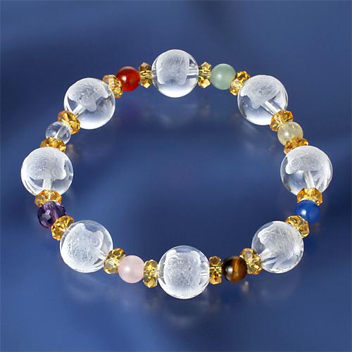 水晶ふくろうカラフルブレス 幸運 ふくろうカード付き 送料無料-1