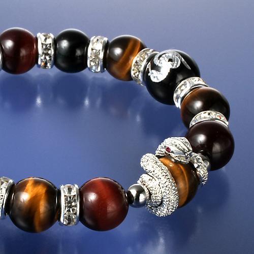 吉兆蛇タイガーアイブレス へびの皮お守り付き 送料無料-1