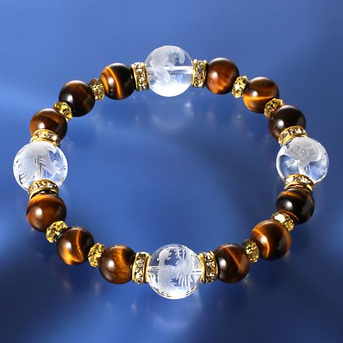 四神獣 虎目石 精緻仕上げブレス 風水パワーカード付き 送料無料-1