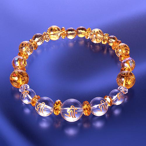 オーロラ黄水晶 梵字ブレス 梵字 お守りカード付き 送料無料-1