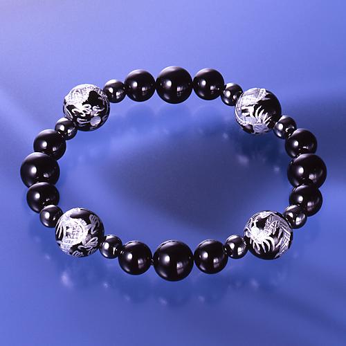 オニキス龍神ブレス龍のキーホルダー付き 送料無料-1