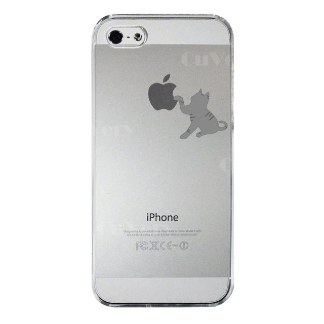 iPhone5 iPhone5s ケース クリア ねこ 猫 どら猫 リンゴきになる スマホケース ハード スマホケース ハード 送料無料-3