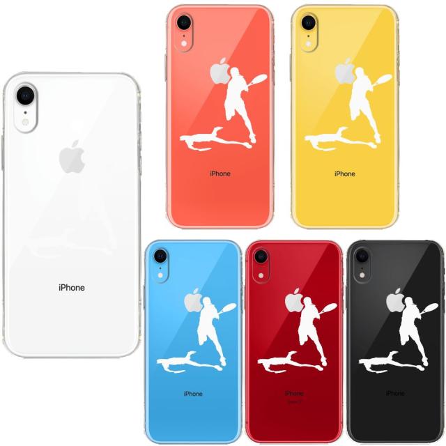 iPhoneXR ケース クリア ソフト テニス スマッシュ ホワイト スマホケース ワイヤレス充電対応 ソフトスマホケース 送料無料-0