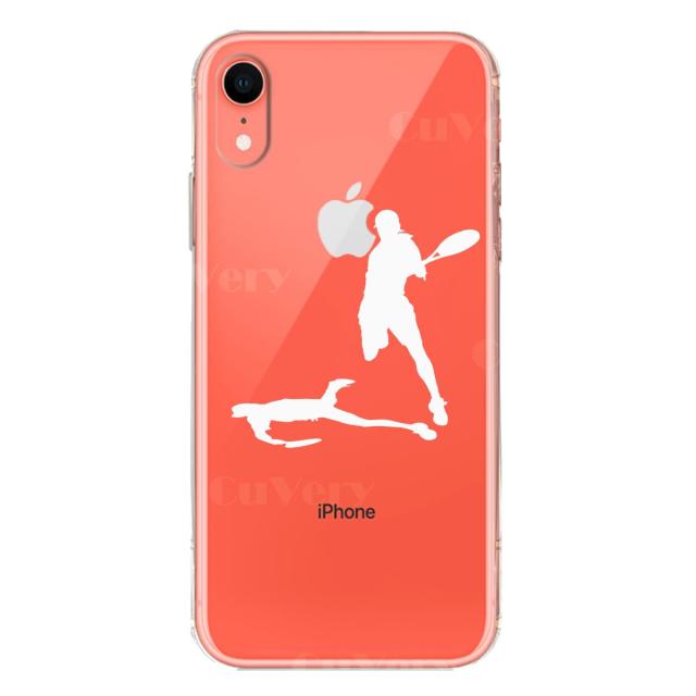 iPhoneXR ケース クリア ソフト テニス スマッシュ ホワイト スマホケース ワイヤレス充電対応 ソフトスマホケース 送料無料-2