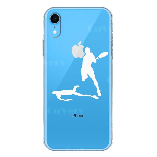 iPhoneXR ケース クリア ソフト テニス スマッシュ ホワイト スマホケース ワイヤレス充電対応 ソフトスマホケース 送料無料-4