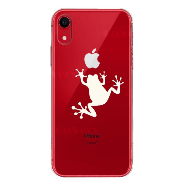 iPhoneXR ケース クリア ソフト カエル 蛙 ホワイト スマホケース ワイヤレス充電対応 ソフトスマホケース 送料無料-6