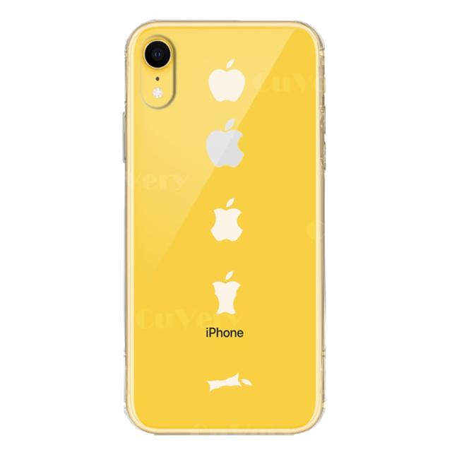 iPhoneXR ケース クリア ソフト 食べられるリンゴ ホワイト スマホケース ワイヤレス充電対応 ソフトスマホケース 送料無料-3