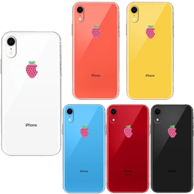 iPhoneXR ケース クリア ソフト イチゴ 苺 スマホケース ワイヤレス充電対応 ソフトスマホケース 送料無料-0