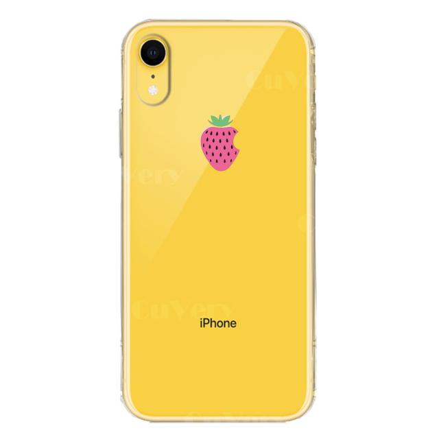 iPhoneXR ケース クリア ソフト イチゴ 苺 スマホケース ワイヤレス充電対応 ソフトスマホケース 送料無料-3
