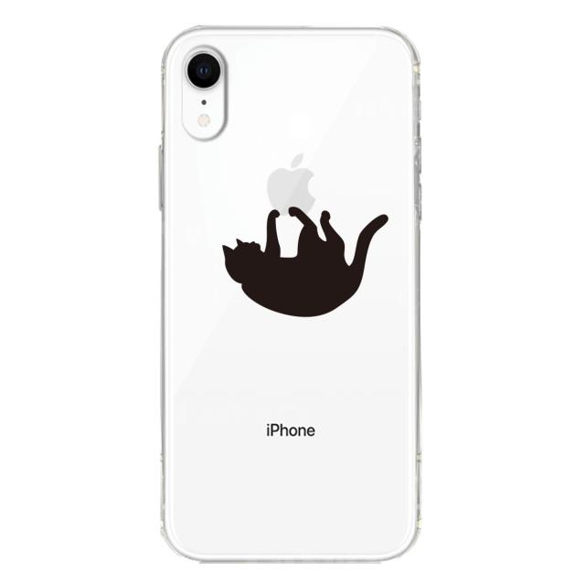 iPhoneXR ケース クリア ソフト ぶらさがりネコ スマホケース ワイヤレス充電対応 ソフトスマホケース 送料無料-1