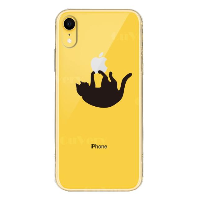 iPhoneXR ケース クリア ソフト ぶらさがりネコ スマホケース ワイヤレス充電対応 ソフトスマホケース 送料無料-3