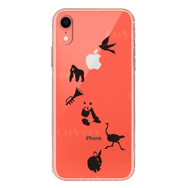 iPhoneXR ケース クリア ソフト 動物 しりとり スマホケース ワイヤレス充電対応 ソフトスマホケース 送料無料-2