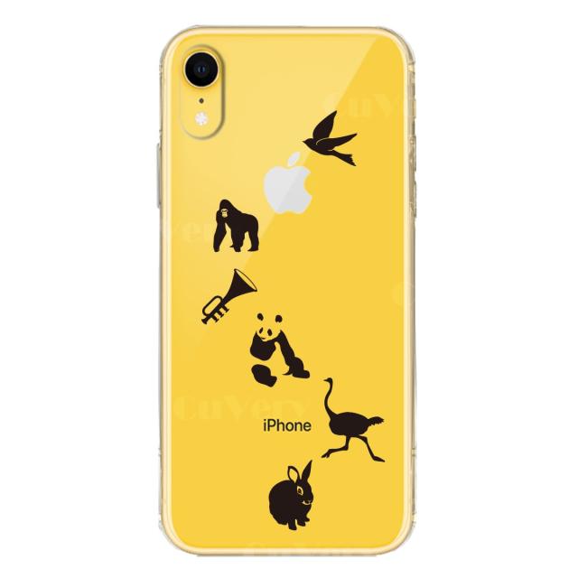 iPhoneXR ケース クリア ソフト 動物 しりとり スマホケース ワイヤレス充電対応 ソフトスマホケース 送料無料-3
