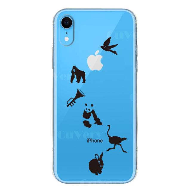 iPhoneXR ケース クリア ソフト 動物 しりとり スマホケース ワイヤレス充電対応 ソフトスマホケース 送料無料-4