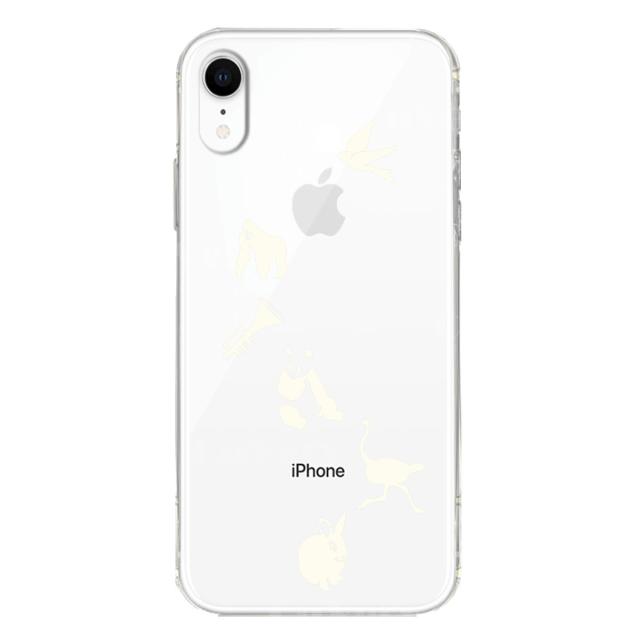 iPhoneXR ケース クリア ソフト 動物 しりとり ホワイト スマホケース ワイヤレス充電対応 ソフトスマホケース 送料無料-1
