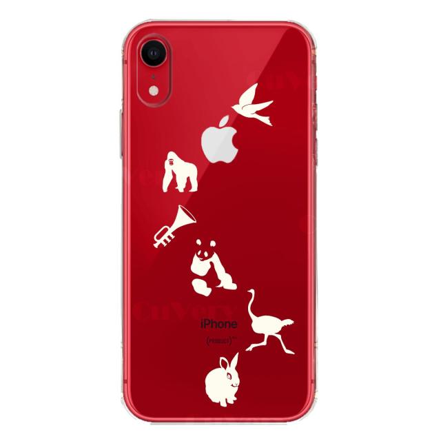 iPhoneXR ケース クリア ソフト 動物 しりとり ホワイト スマホケース ワイヤレス充電対応 ソフトスマホケース 送料無料-6