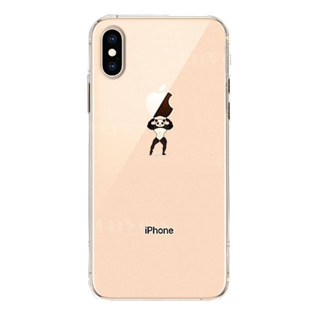 iPhoneX ケース iPhoneXS ケース ソフト パンダ 重量挙げ まっちょ 感 スマホケース ソフトスマホケース 送料無料-1