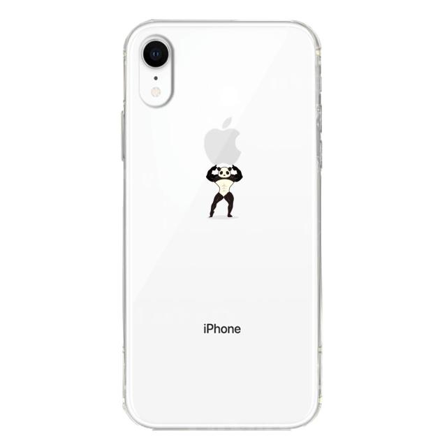 iPhoneXR ケース クリア ソフト パンダ 重量挙げ まっちょ 感 スマホケース ワイヤレス充電対応 ソフトスマホケース 送料無料-1