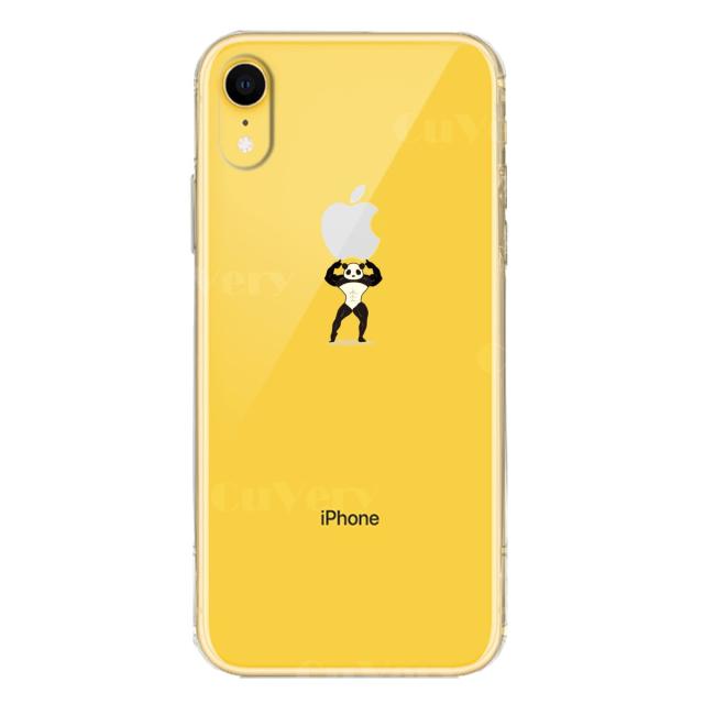 iPhoneXR ケース クリア ソフト パンダ 重量挙げ まっちょ 感 スマホケース ワイヤレス充電対応 ソフトスマホケース 送料無料-3