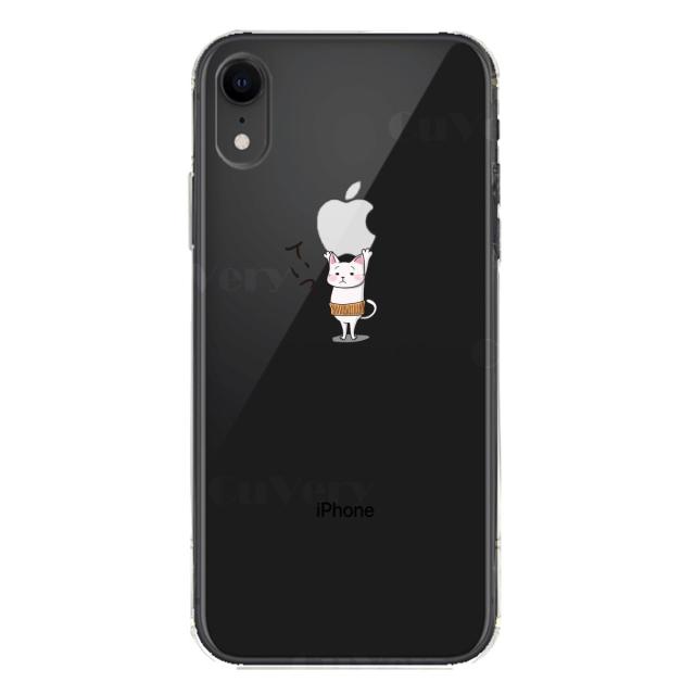 iPhoneXR ケース クリア ソフト 猫 ネコ 腹巻 Appleは重いなぁ スマホケース ワイヤレス充電対応 ソフトスマホケース 送料無料-5
