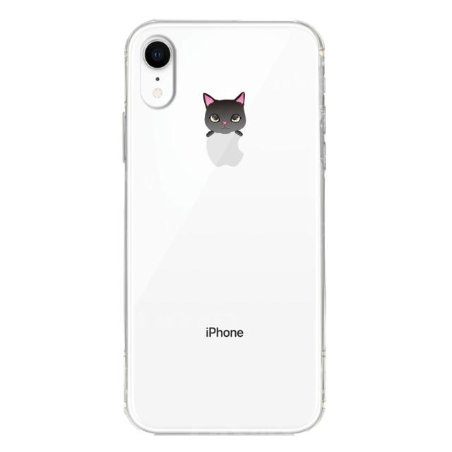 iPhoneXR ケース クリア ソフト のっかり ネコ 1 スマホケース ワイヤレス充電対応 ソフトスマホケース 送料無料-1