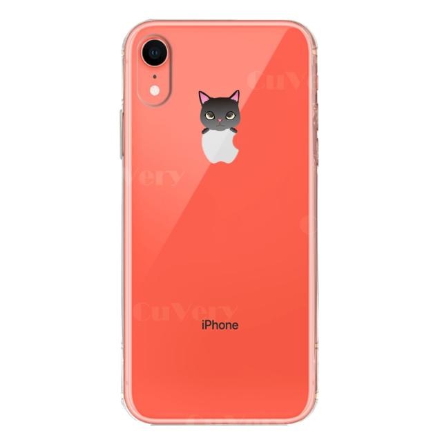 iPhoneXR ケース クリア ソフト のっかり ネコ 1 スマホケース ワイヤレス充電対応 ソフトスマホケース 送料無料-2
