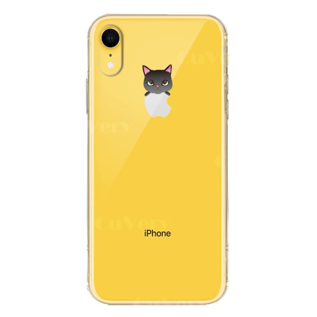 iPhoneXR ケース クリア ソフト のっかり ネコ 1 スマホケース ワイヤレス充電対応 ソフトスマホケース 送料無料-3