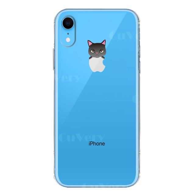 iPhoneXR ケース クリア ソフト のっかり ネコ 1 スマホケース ワイヤレス充電対応 ソフトスマホケース 送料無料-4