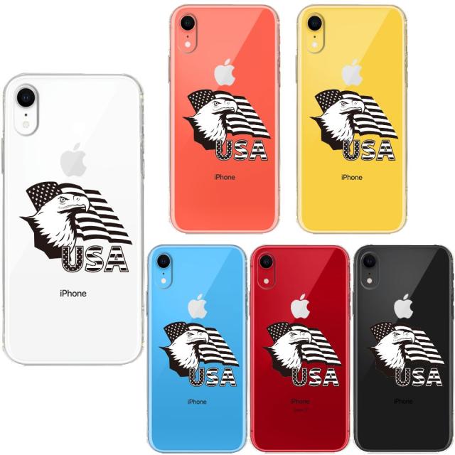 iPhoneXR ケース クリア ソフト 白頭鷲 星条旗 スマホケース ワイヤレス充電対応 ソフトスマホケース 送料無料-0