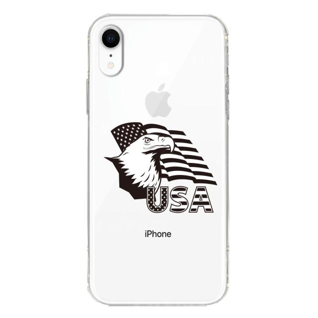 iPhoneXR ケース クリア ソフト 白頭鷲 星条旗 スマホケース ワイヤレス充電対応 ソフトスマホケース 送料無料-1