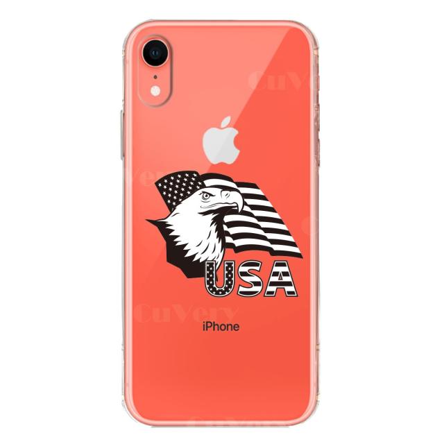 iPhoneXR ケース クリア ソフト 白頭鷲 星条旗 スマホケース ワイヤレス充電対応 ソフトスマホケース 送料無料-2