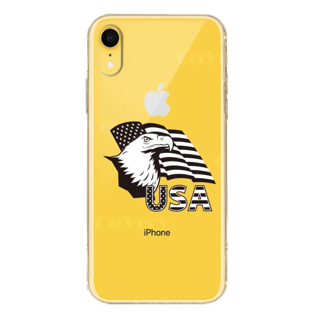 iPhoneXR ケース クリア ソフト 白頭鷲 星条旗 スマホケース ワイヤレス充電対応 ソフトスマホケース 送料無料-3