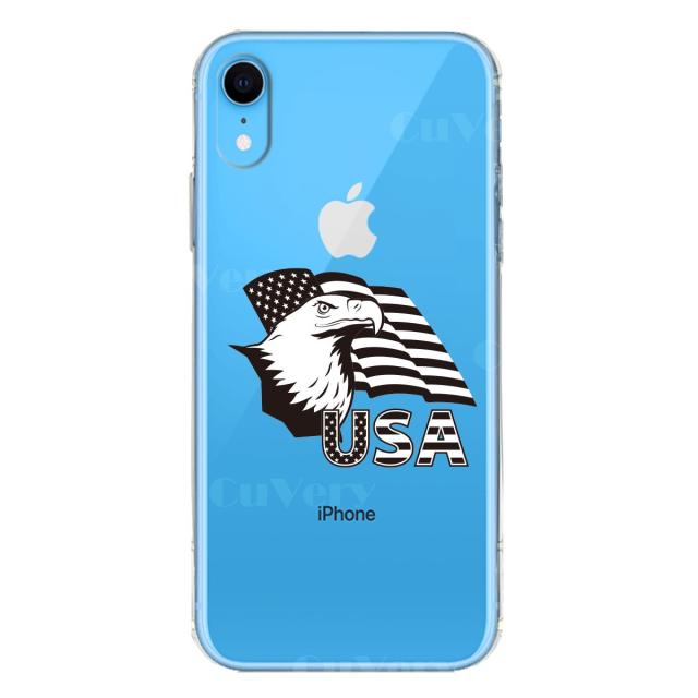 iPhoneXR ケース クリア ソフト 白頭鷲 星条旗 スマホケース ワイヤレス充電対応 ソフトスマホケース 送料無料-4