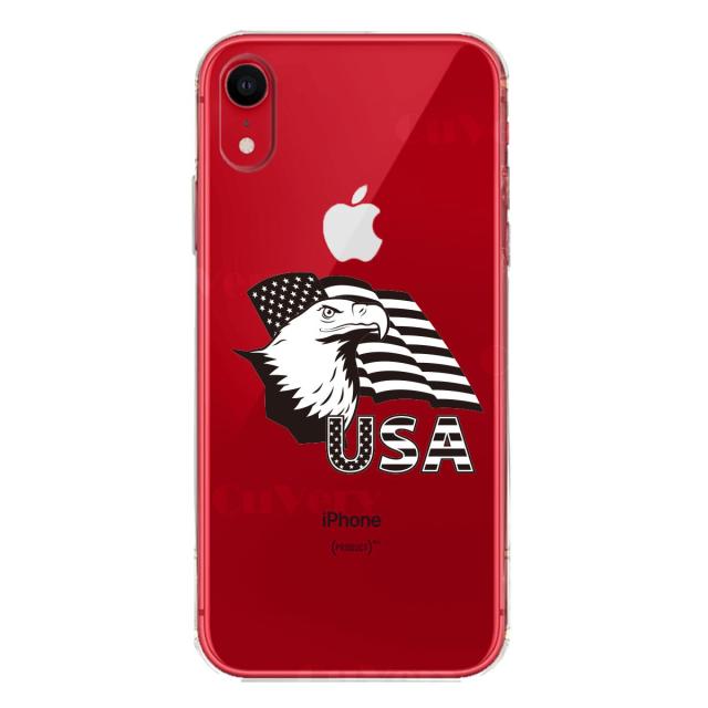 iPhoneXR ケース クリア ソフト 白頭鷲 星条旗 スマホケース ワイヤレス充電対応 ソフトスマホケース 送料無料-6