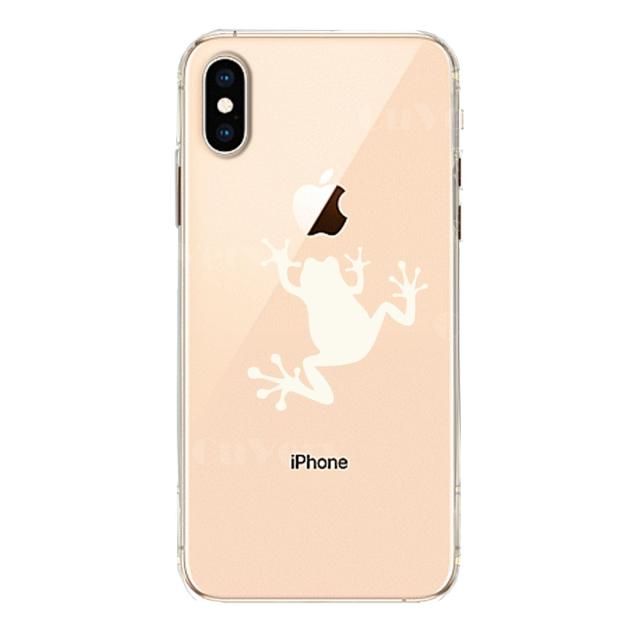 iPhoneX ケース iPhoneXS ケース ソフト カエル 蛙 ホワイト スマホケース ソフトスマホケース 送料無料-1