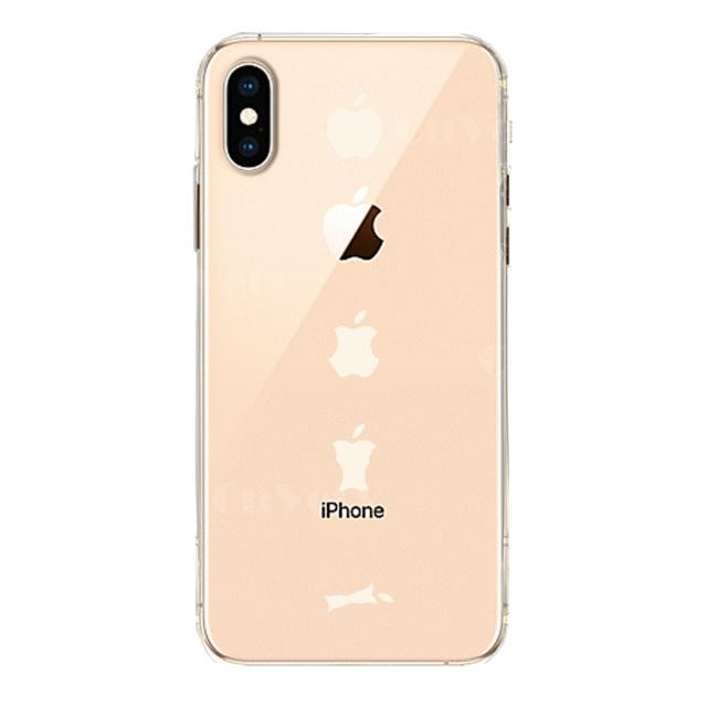 iPhoneX ケース iPhoneXS ケース ソフト 食べられるリンゴ ホワイト スマホケース ソフトスマホケース 送料無料-1