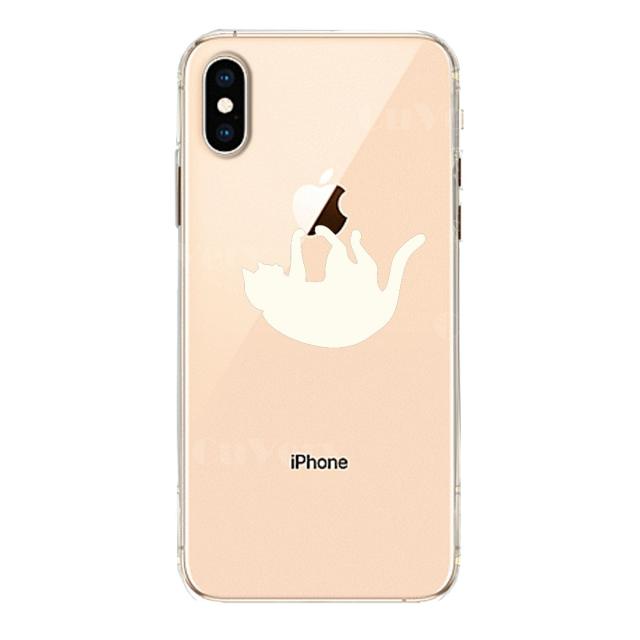 iPhoneX ケース iPhoneXS ケース ソフト ぶらさがりネコ ホワイト スマホケース ソフトスマホケース 送料無料-1