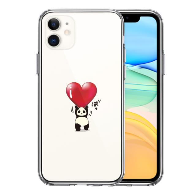 iPhone11 ケース クリアパンダ ハート 重量挙げ 努力感 スマホケース 側面ソフト 背面ハード ハイブリッド 送料無料-0