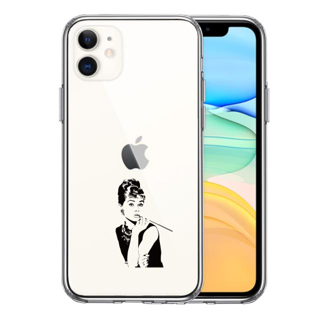 iPhone11 ケース クリアオードリー ヘプバーン スマホケース 側面ソフト 背面ハード ハイブリッド 送料無料-0