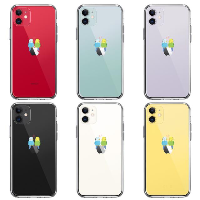 iPhone11 ケース クリアインコ カップル LOVE ラブ スマホケース 側面ソフト 背面ハード ハイブリッド 送料無料-1