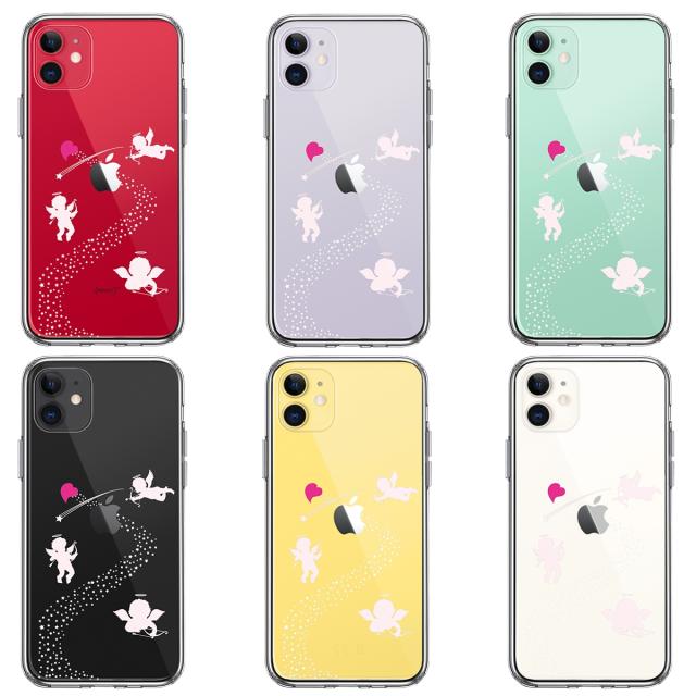 iPhone11 ケース クリア天の川 ハート エンジェル スマホケース 側面ソフト 背面ハード ハイブリッド 送料無料-1