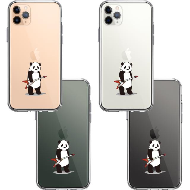 iPhone11pro ケース クリアエレキギター パンダ スマホケース 側面ソフト 背面ハード ハイブリッド 送料無料-1