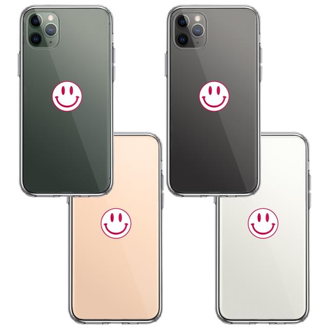 iPhone11pro ケース クリアにこちゃん スマイル マーク 紅白 スマホケース 側面ソフト 背面ハード ハイブリッド 送料無料-1