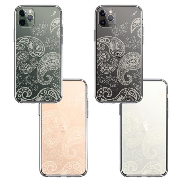 iPhone11pro ケース クリア ペイズリー 柄 ライトイエロー スマホケース 側面ソフト 背面ハード ハイブリッド 送料無料-1