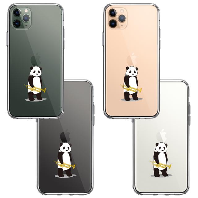 iPhone11pro ケース クリア トランペット パンダ スマホケース 側面ソフト 背面ハード ハイブリッド 送料無料-1