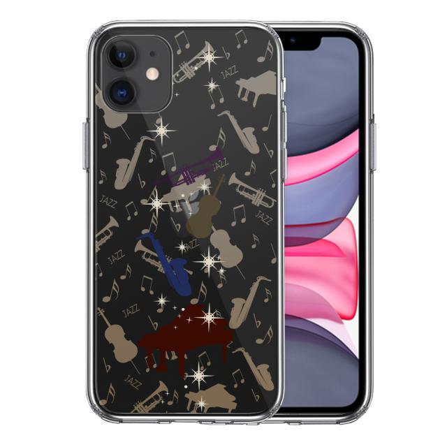 iPhone11 ケース クリア JAZZ 2 楽器 音符 スマホケース 側面ソフト 背面ハード ハイブリッド 送料無料-0