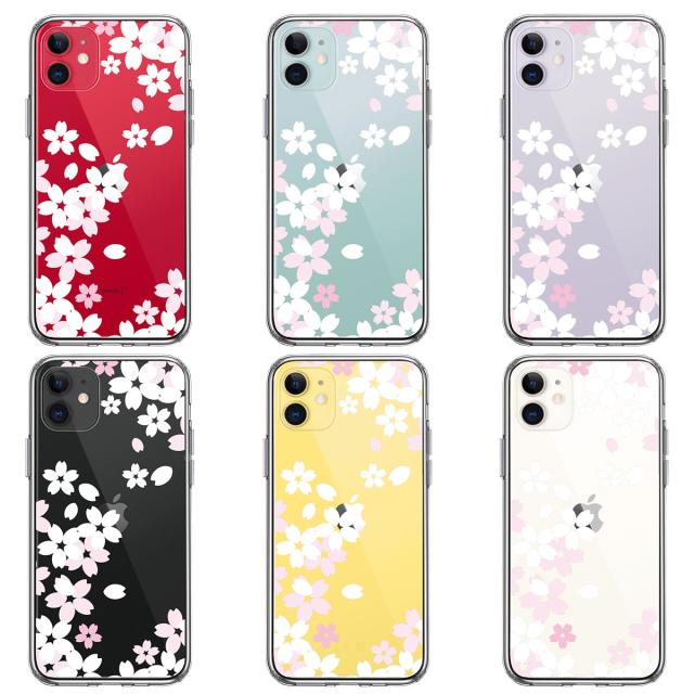 iPhone11 ケース クリア 桜 ホワイト スマホケース 側面ソフト 背面ハード ハイブリッド 送料無料-1