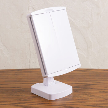 LED付女優卓上ミラー キレイミラー 鏡 三面鏡 光る 折りたたみ メイク 送料無料-4