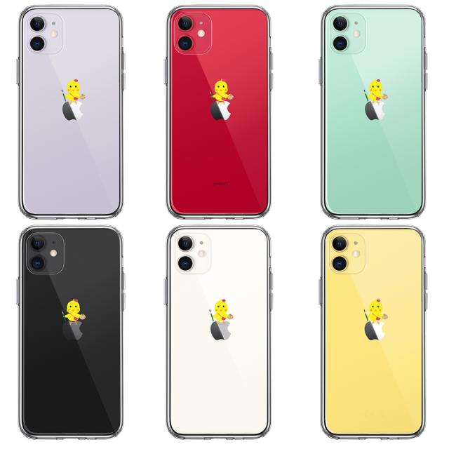 iPhone11 ケース クリア ひよこ 雛 絵描き 画伯 スマホケース 側面ソフト 背面ハード ハイブリッド 送料無料-1